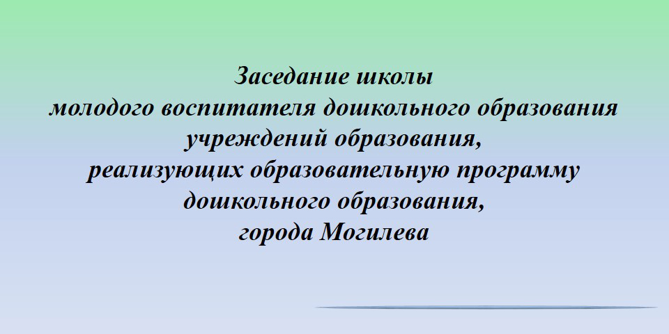 Заседание школы молодого воспитателя дошкольного образования учреждений, реализующих образовательную программу дошкольного образования, города Могилева
